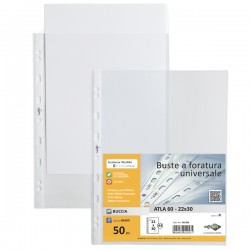 Buste forate Atla - leggera - buccia - 22 x 30 cm - trasparente - Sei Rota - conf. 50 pezzi