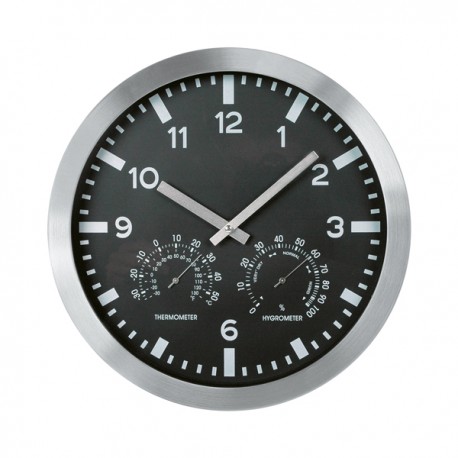 Orologio da parete Weather Station 3218 - tripla funzione - diametro 30 cm - nero - Lebez
