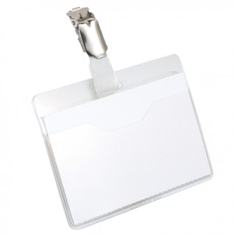 Portanome a tasca aperta - clip in metallo - 6 x 9 cm - trasparente - Durable - conf. 25 pezzi