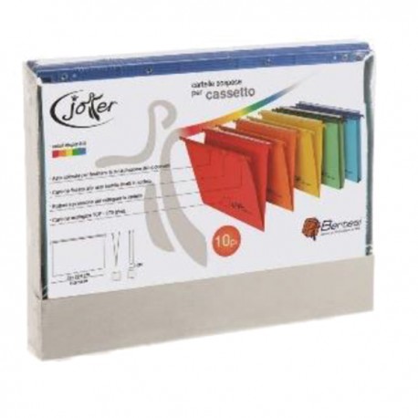 Cartelle sospese Joker - cassetto - interasse 39 cm - fondo V - 37 x 25 cm - colori assortiti - Bertesi - conf. 10 pezzi