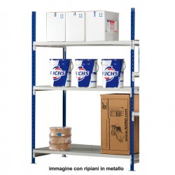 Scaffale Rang'Eco 300 - modulo aggiunta - 3 ripiani - portata ripiano 300 kg - 100 x 60 x 200 cm - acciaio - grigio/blu - Paperf