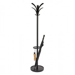 Appendiabiti - con portaombrelli - 6 posti - 175 x 38 cm - nero - Alba