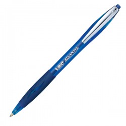Penne a sfera a scatto Atlantis Soft - punta 1,0mm - blu - clip in metallo - Bic - conf. 12 pezzi