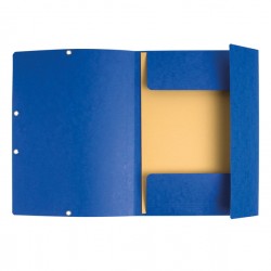 Cartella 3 lembi con elastico angolare - A4 - dorso 0,3 cm - cartoncino Lustrè - blu - Exacompta
