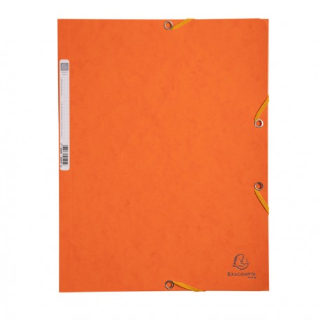 Cartella 3 lembi con elastico angolare - A4 - dorso 0,3 cm - cartoncino Lustrè - arancio - Exacompta