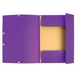 Cartella 3 lembi con elastico angolare - A4 - dorso 0,3 cm - cartoncino Lustrè - viola - Exacompta