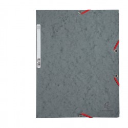 Cartella 3 lembi con elastico angolare - A4 - dorso 0,3 cm - cartoncino Lustrè - grigio - Exacompta