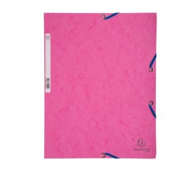 Cartella 3 lembi con elastico angolare - A4 - dorso 0,3 cm - cartoncino Lustrè - rosa - Exacompta