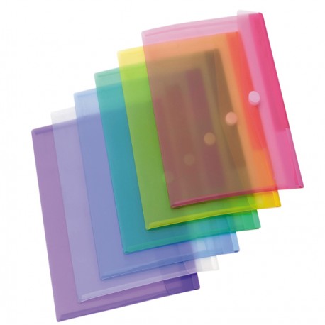 Buste con bottone in felcro - PP - A4 - colori assortiti - Djois - conf. 12 pezzi