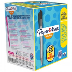 Penna a sfera a scatto Inkjoy 100 RT - punta 1,0mm - nero - Papermate - conf. 80+20 pezzi
