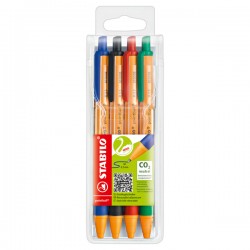 Penna a sfera a scatto Pointball Green - punta 1,0 mm - 4 colori - Stabilo - conf. 4 pezzi