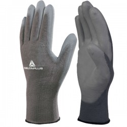 Guanti di precisione VE702PG - poliestere - palmo in poliuretano - taglia 09 - grigio - Deltaplus