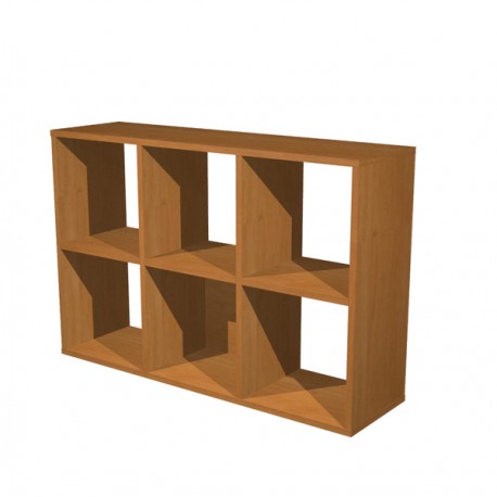 Libreria casellario Rainbow - 6 caselle - 104,1 x 29,2 x 69,8 cm - noce chiaro