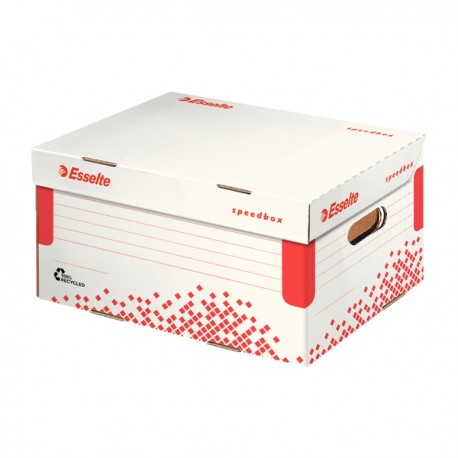 Scatola container Speedbox - Small - 25,2 x 35,5cm - dorso 19,3 cm - bianco e rosso - Esselte