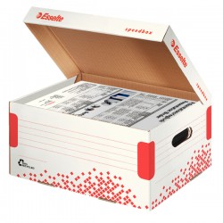 Scatola container Speedbox - Small - 25,2 x 35,5cm - dorso 19,3 cm - bianco e rosso - Esselte