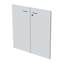 Coppia ante per libreria modulare - bassa - 76 cm - melaminico - con serratura - bianco