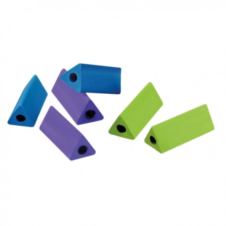 Impugnatura per matite - triangolare - gomma - colori assoertiti - Ikona+ - conf. 6 pezzi