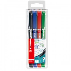 Fineliner Stabilo Sensor - tratto 0,3mm - 4 colori assortiti - Stabilo - conf. 4 pezzi