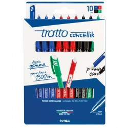 Penna sfera Cancellik- cancellabile - punta 1,0mm - 10 colori assortiti - Tratto - astuccio 10 pezzi
