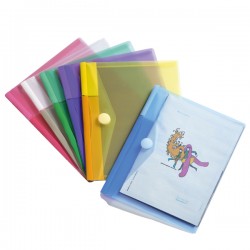 Buste con bottone in felcro - PP - 24 x 19 cm - colori assortiti - Djois - conf. 6 pezzi