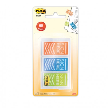 Segnapagina Post it® Index Medium SIGN HERE - 682-SH-OBLEU - 23,8 x 43,2 mm - Post it® - conf. 60 pezzi