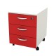 Cassettiera Rainbow - 3 cassetti - con ruote - 41 x 50 x 52,2 cm - bianco/rosso