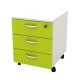 Cassettiera Rainbow - 3 cassetti - con ruote - 41 x 50 x 52,2 cm - bianco/verde
