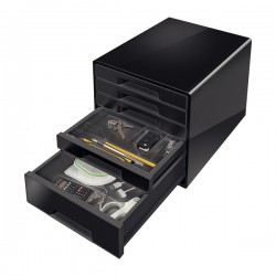 Cassettiera Drawer Cabinet Cube 5 - 28,7 x 27 x 36,3 cm - nero - Leitz