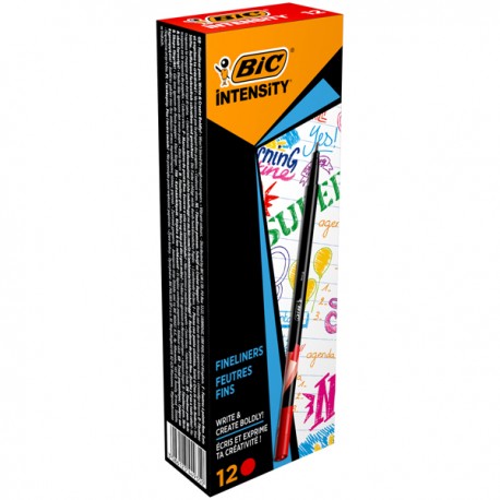 Fineliner Intensity - punta 0,4mm - rosso - Bic - conf. 12 pezzi