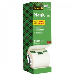 Nastro adesivo Magic 810 - permanente - 1,9 cm x 33 m - trasparente - Scotch - Value Pack 7+1 rotoli
