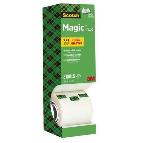 Nastro adesivo Magic 810 - permanente - 1,9 cm x 33 m - trasparente - Scotch - Value Pack 7+1 rotoli