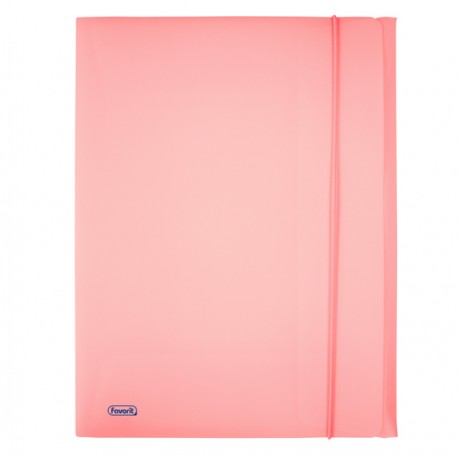 Cartella 3 lembi con elastico Pastel - 24 x 33cm - dorso 1 cm - PP - cipria - Favorit
