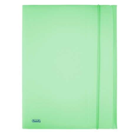 Cartella 3 lembi con elastico Pastel - 24 x 33cm - dorso 1 cm - PP - smeraldo - Favorit