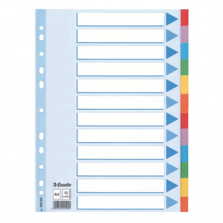 Intercalare cartoncino -12 tasti colorati - A4 - Esselte