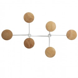 Appendiabiti da muro - 6 posti - 12 x 28 x 7 cm - metallo/legno - bianco - Alba