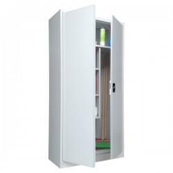 Armadio porta scope in metallo ad 2 ante battenti - 4 ripiani fissi - 90x41x181,5 cm - grigio - Bertesi