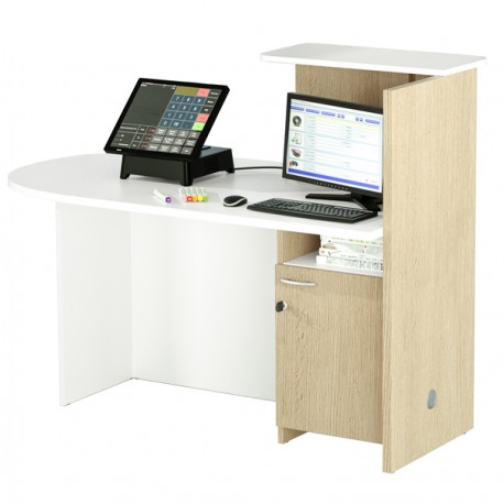 Reception concept - sinistra - 143 x 83 x 117 cm - bianco/rovere