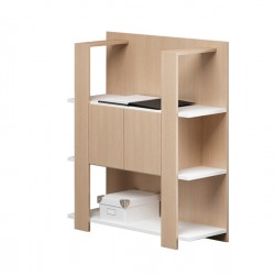 Libreria bassa Concept - 3 ripiani - 100x38,6x124 cm - bianco/rovere