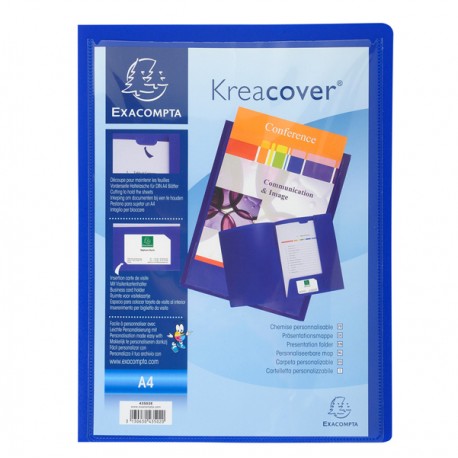 Cartella di presentazione con 2 alette Kreacover - A4 - PP - blu - Exacompta
