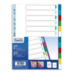 Divisori Neutri a 12 tacche - PP - A4 - colori assortiti - Favorit