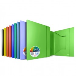 Cartella 3 lembi con elastico Garda - 25,7 x 34,5 cm - dorso 1 cm - PP - colori assortiti - Plastibor