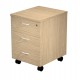 Cassettiera Easy - 3 cassetti - con ruote - 41,8 x 52 x 59,5 cm - rovere