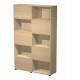 Libreria alta Tetris - 5 ripiani - ante scorrevoli - 120 x 35 x 191 cm - rovere/rovere