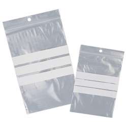 Sacchetti zip - con bande scrivibili e foro - 6 x 8 cm - 50 micron - PE - Viva - conf. 100 pezzi