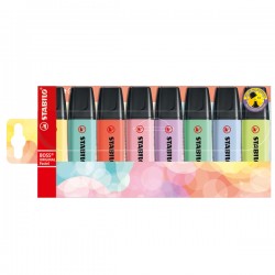 Evidenziatori Stabilo Boss Pastel - punta a scalpello - colori assortiti - Stabilo - astuccio 8 pezzi