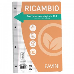 Ricambi c/rinforzo ecologico - A4 - 100gr - 40 fg - 5mm c/margine - Favini