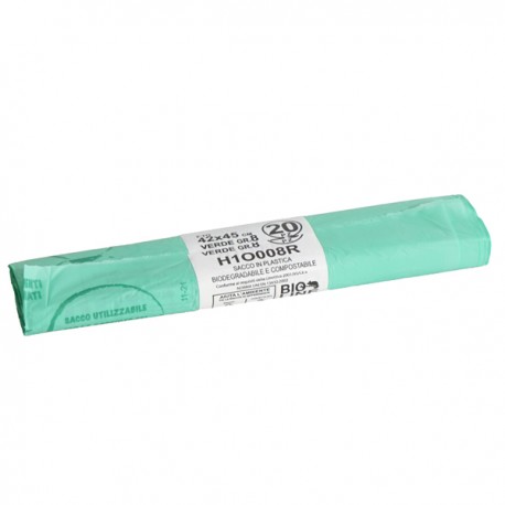 Sacchi bio - 42x45 cm - 10 L - 16 micron - verde - conf. 20 pezzi