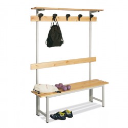 Panca spogliatoio - con alzata - 5 posti - 150 x 40 x 185 cm - legno - Fasma