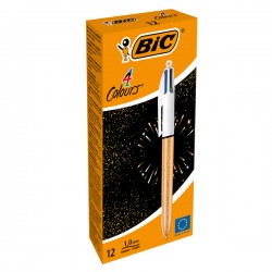 Penna a sfera a scatto 4 colori Party - 1,0 mm - Bic - scatola 12 pezzi