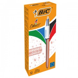 Penna a sfera a scatto 4 colori Rose - 1,0 mm - Bic - scatola 12 pezzi